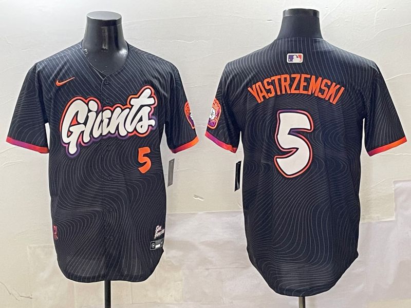 Men San Francisco Giants #5 Yastrzemski Black Second generation Joint Name Nike 2025 MLB Jersey style 10